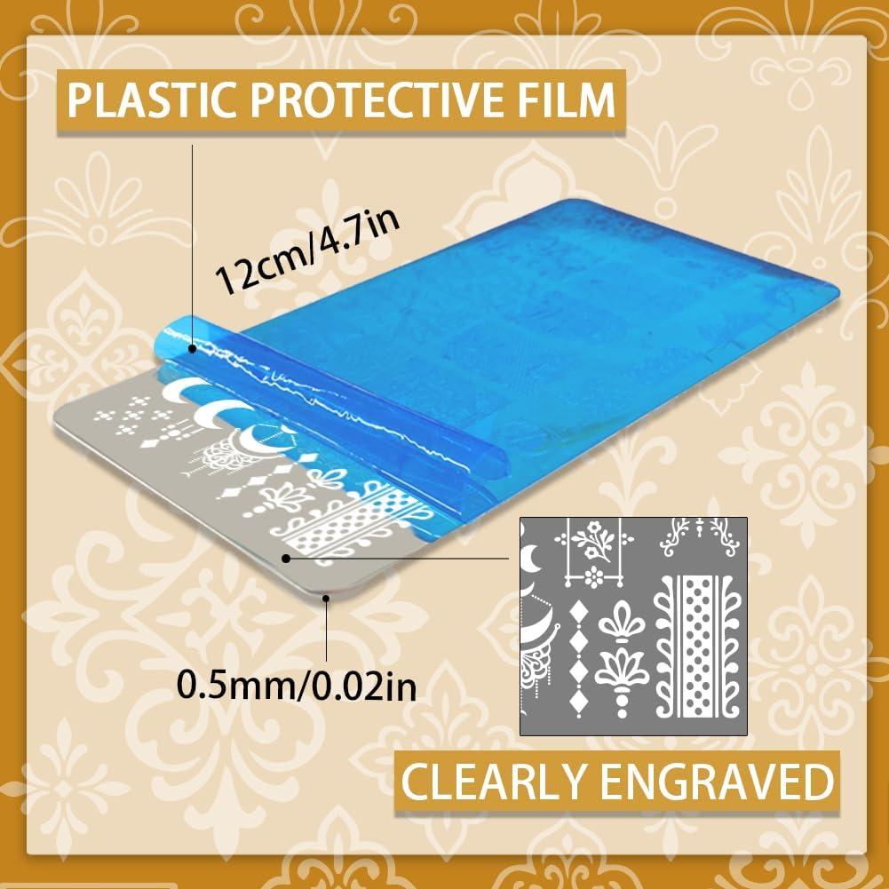 Set de Placas de Estampado de Uñas PH PandaHall 3pcs 12x6cm