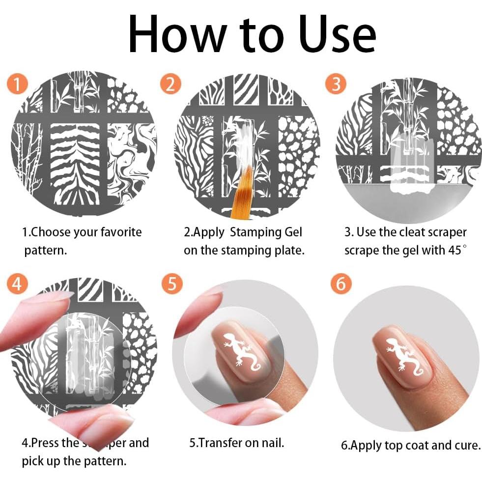 Plantillas de Estampado de Uñas PH PandaHall - 5 Piezas