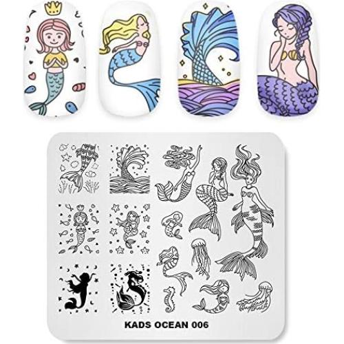 Placa de Estampado de Uñas KADS - Serie Sirenas 8x7cm