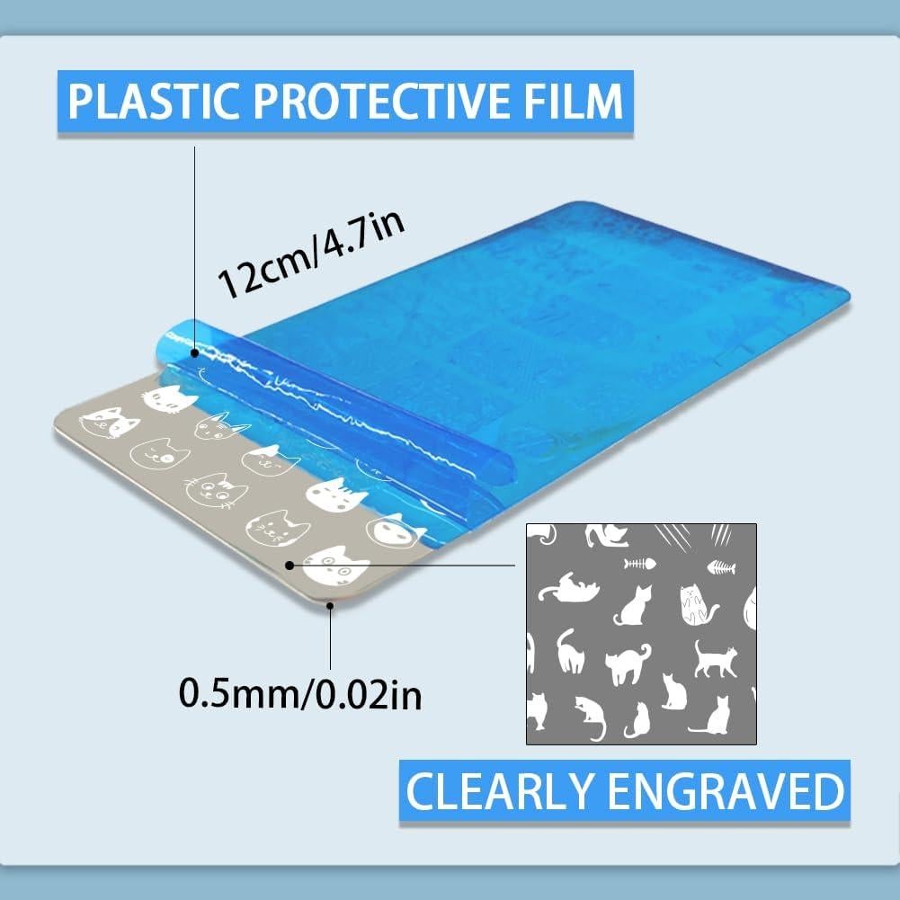 Placas de Estampado de Uñas PH PandaHall 3 Piezas Gato