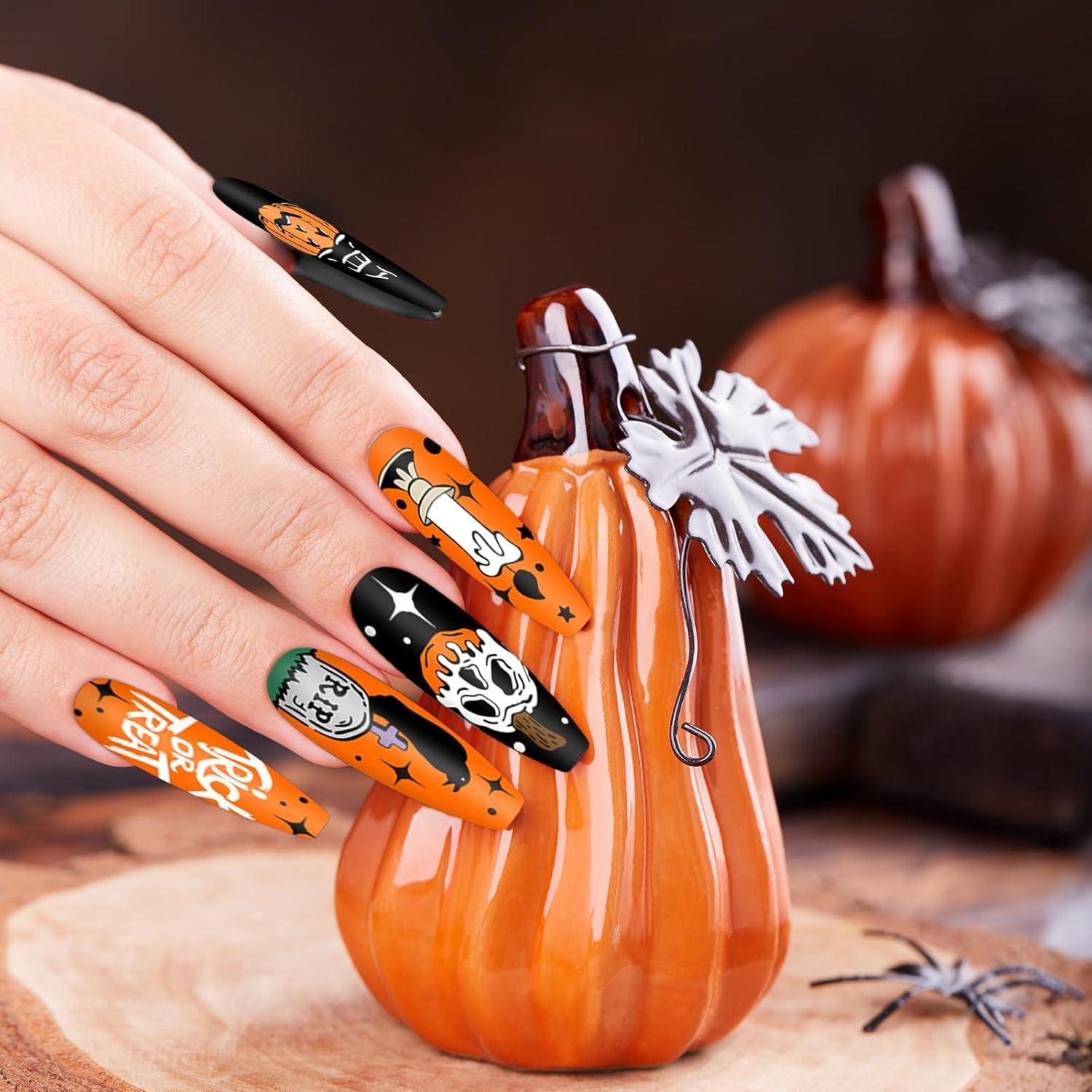 Juego de Placas de Estampado de Uñas Halloween JarThenaAMCS 4 Piezas