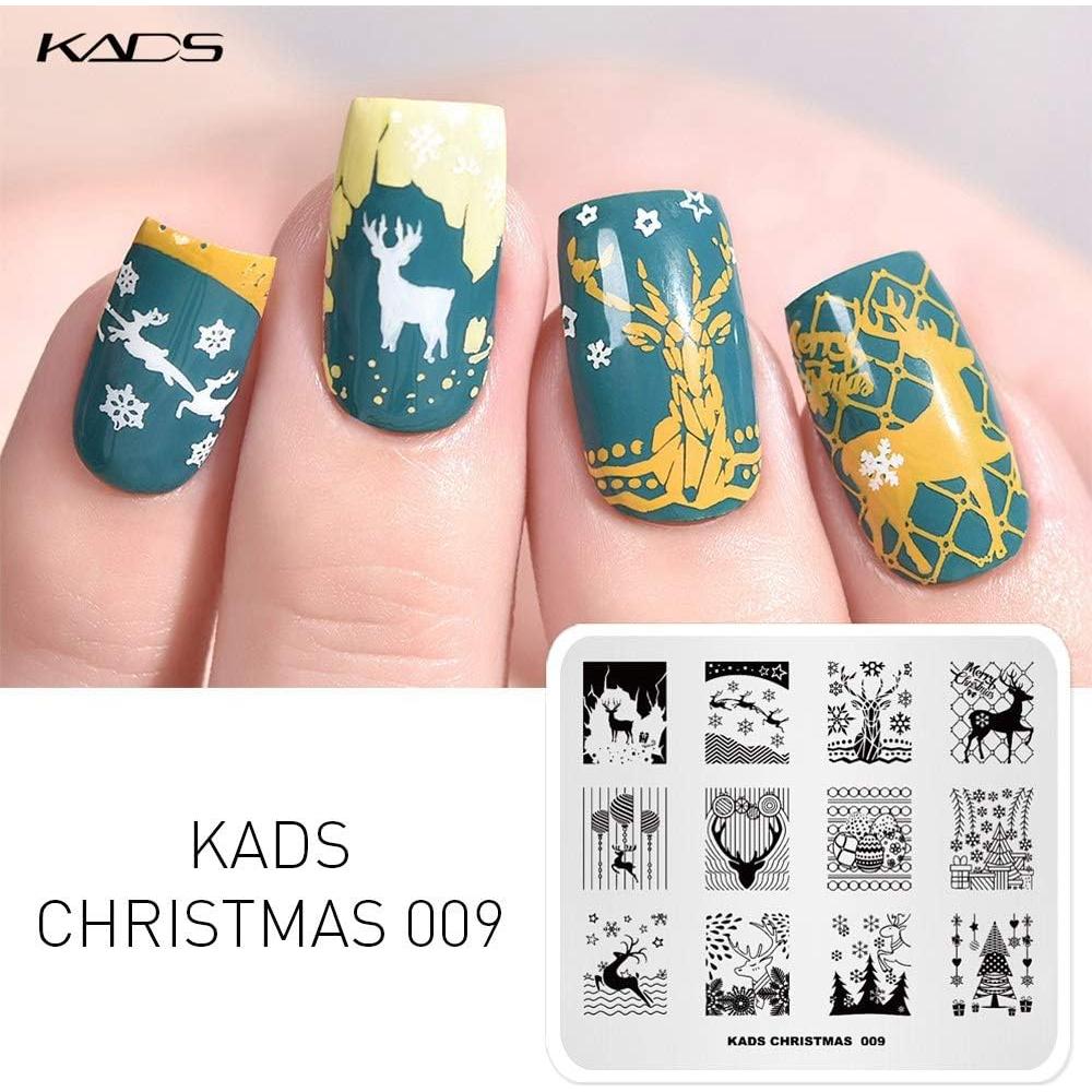 KADS 5 Placas de Estampado de Uñas de Navidad 8x7cm