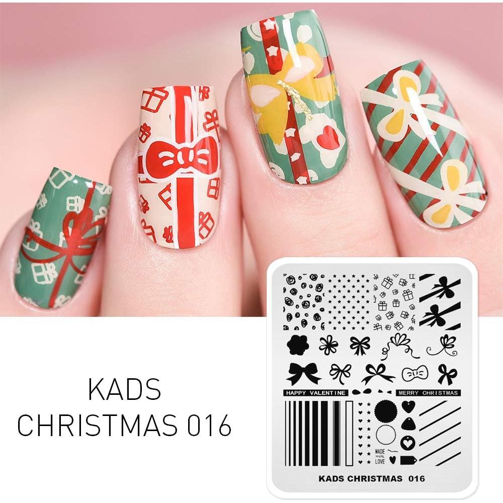 KADS 5 Placas de Estampado de Uñas de Navidad 8x7cm