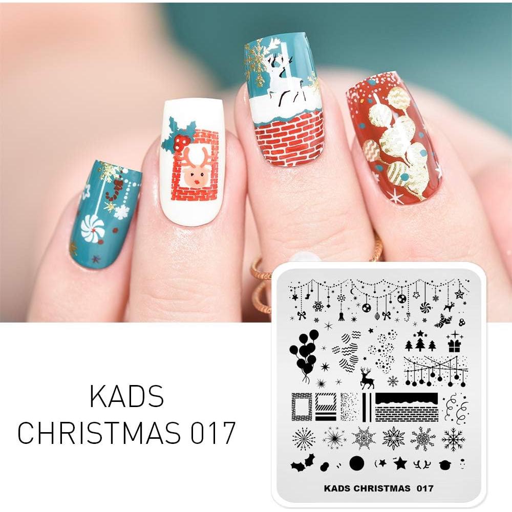 KADS 5 Placas de Estampado de Uñas de Navidad 8x7cm