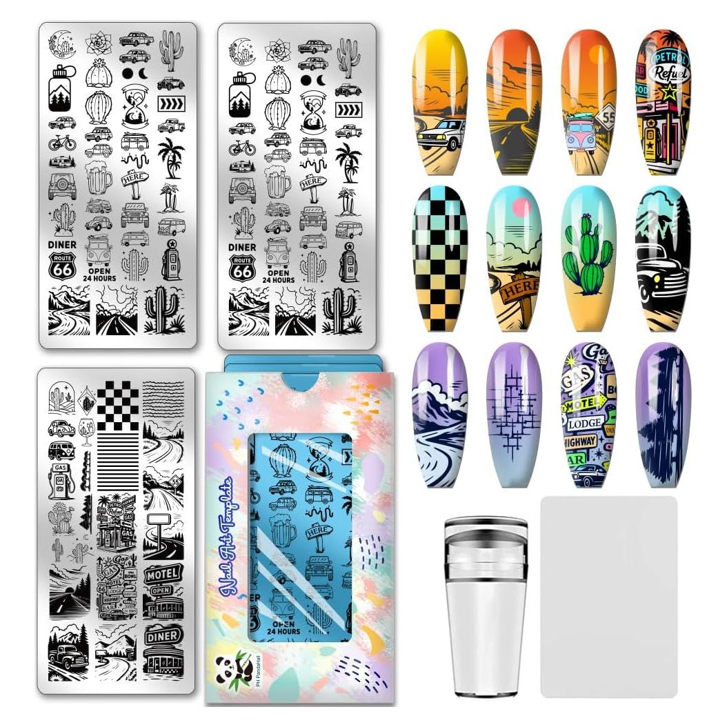 Placas de Estampado de Uñas PH PandaHall 3pcs 12x6 cm