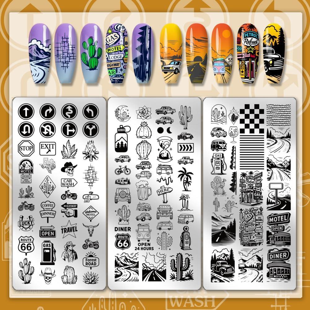 Placas de Estampado de Uñas PH PandaHall 3pcs 12x6 cm