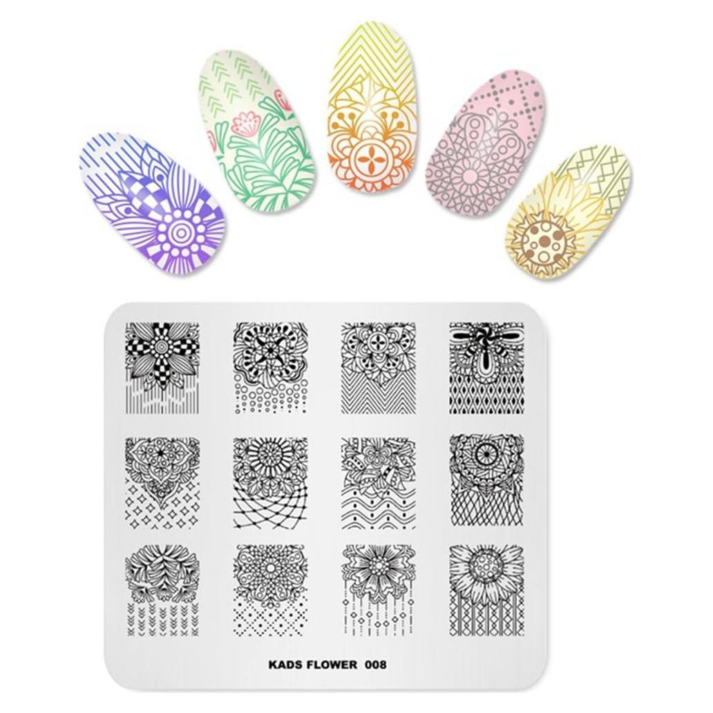 Placa de Estampado para Uñas NAILART 8x7cm Flores