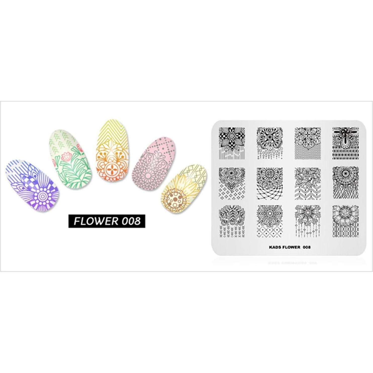 Placa de Estampado para Uñas NAILART 8x7cm Flores