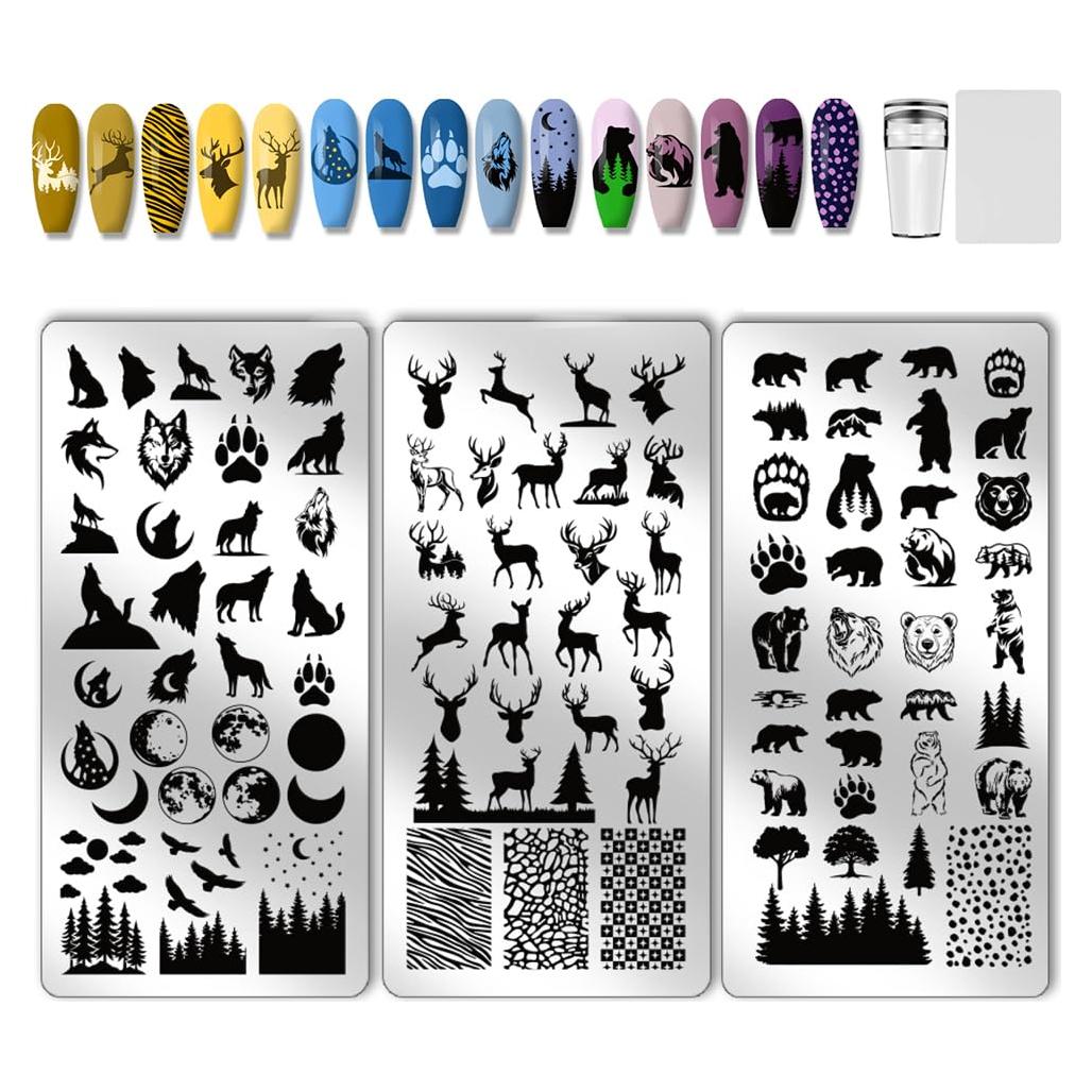 Plantillas de Estampado de Uñas PH PandaHall 3 Piezas 12x6 cm