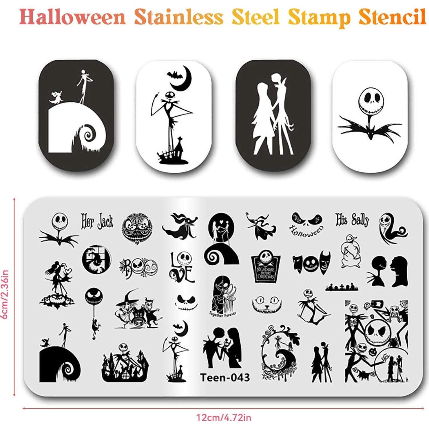 Placa de Estampado de Uñas Halloween SONGJIE 12x6 cm