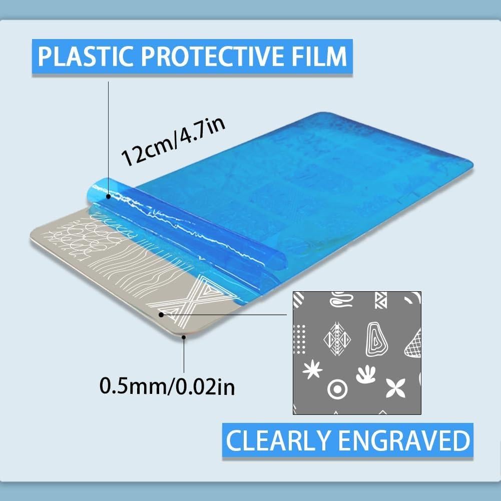 Placas de Estampado de Uñas PH PandaHall 3pcs 12x6 cm