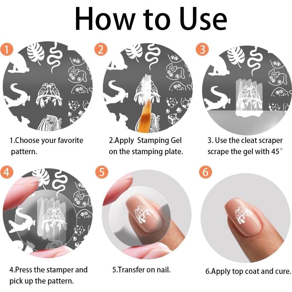 Plantillas de Arte de Uñas PH PandaHall 3 Piezas Animales