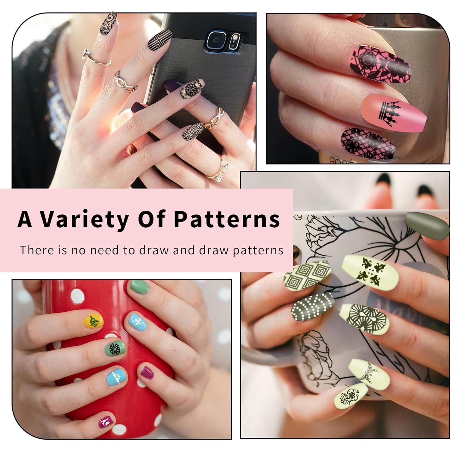 Juego de 8 Placas de Estampado de Uñas ORNAROVI - DIY