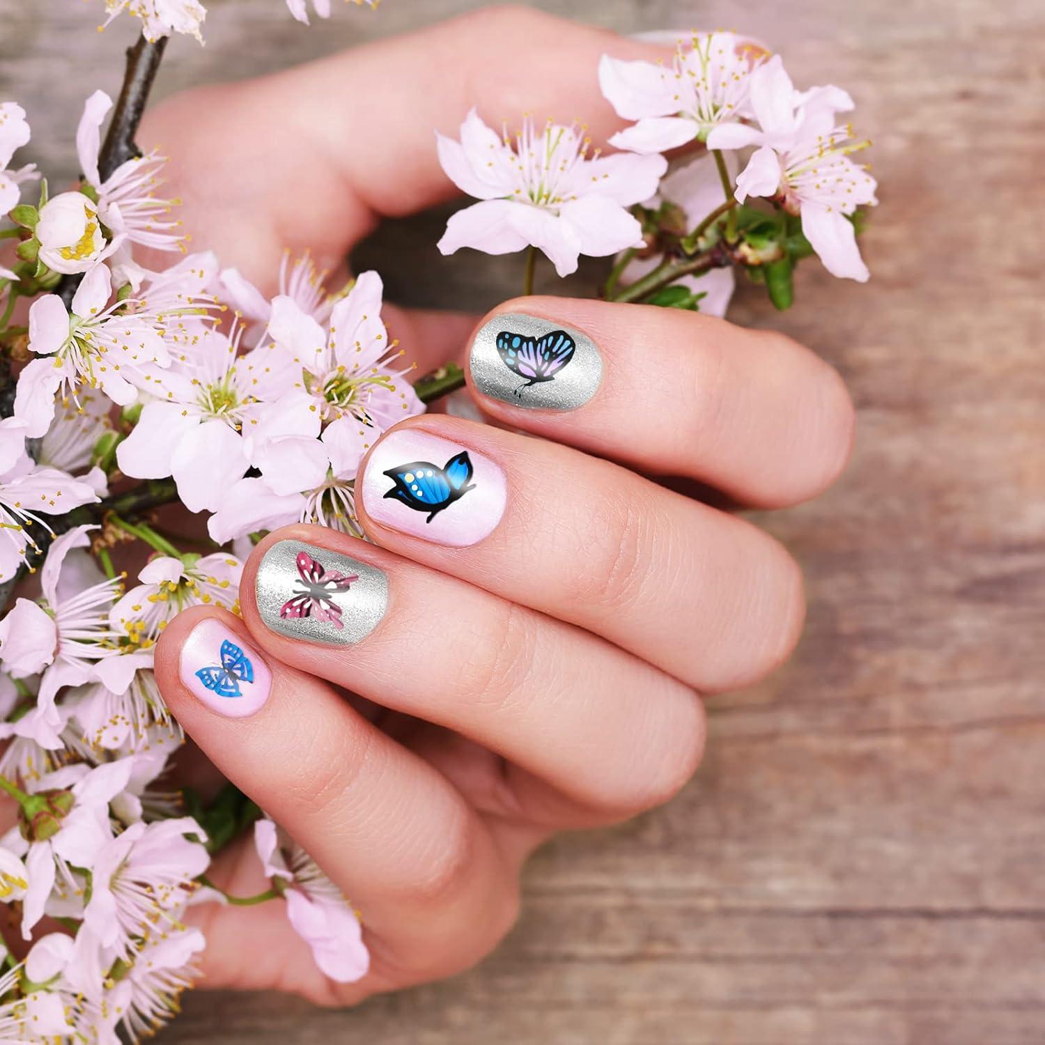 Placas de Arte de Uñas Whaline 6 Piezas Flores y Mariposas