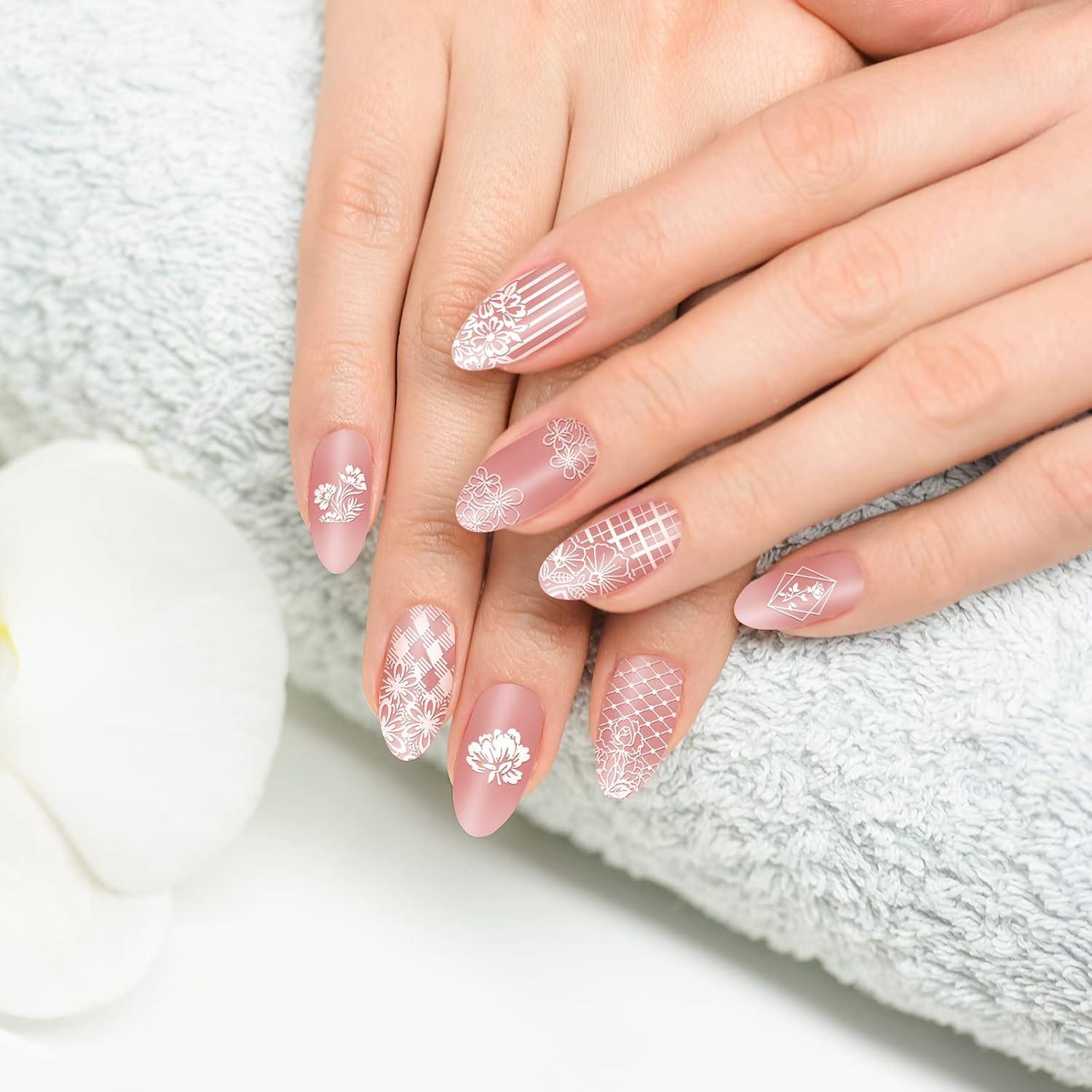 Placas de Arte de Uñas Whaline 6 Piezas Flores y Mariposas