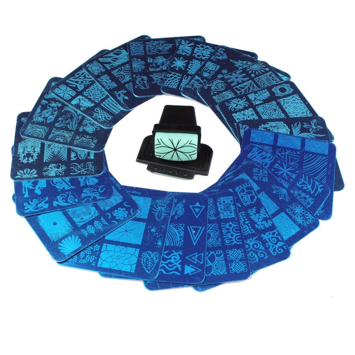 Kit de Estampado de Uñas 20 Placas + Estampador + Raspador