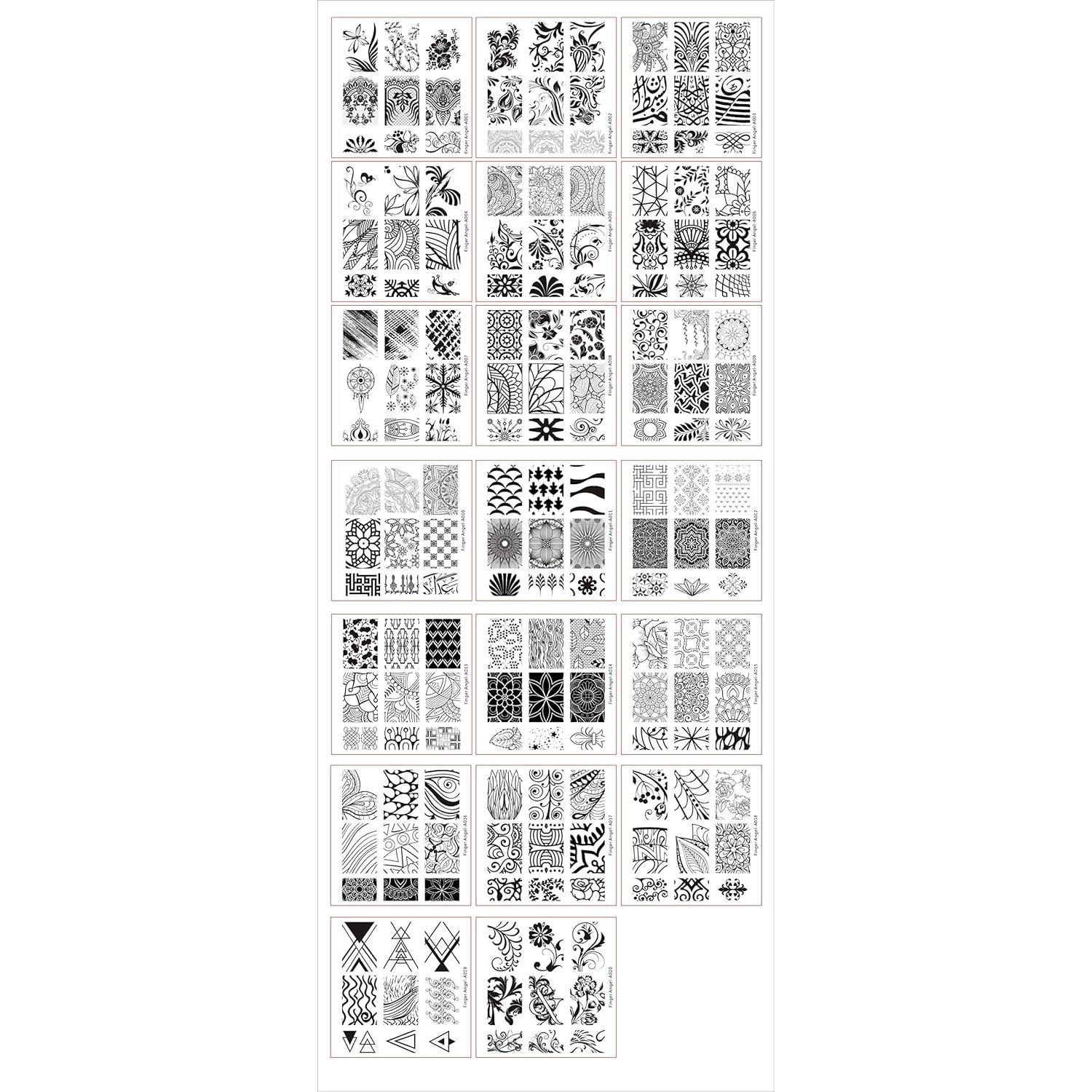 Kit de Estampado de Uñas 20 Placas + Estampador + Raspador