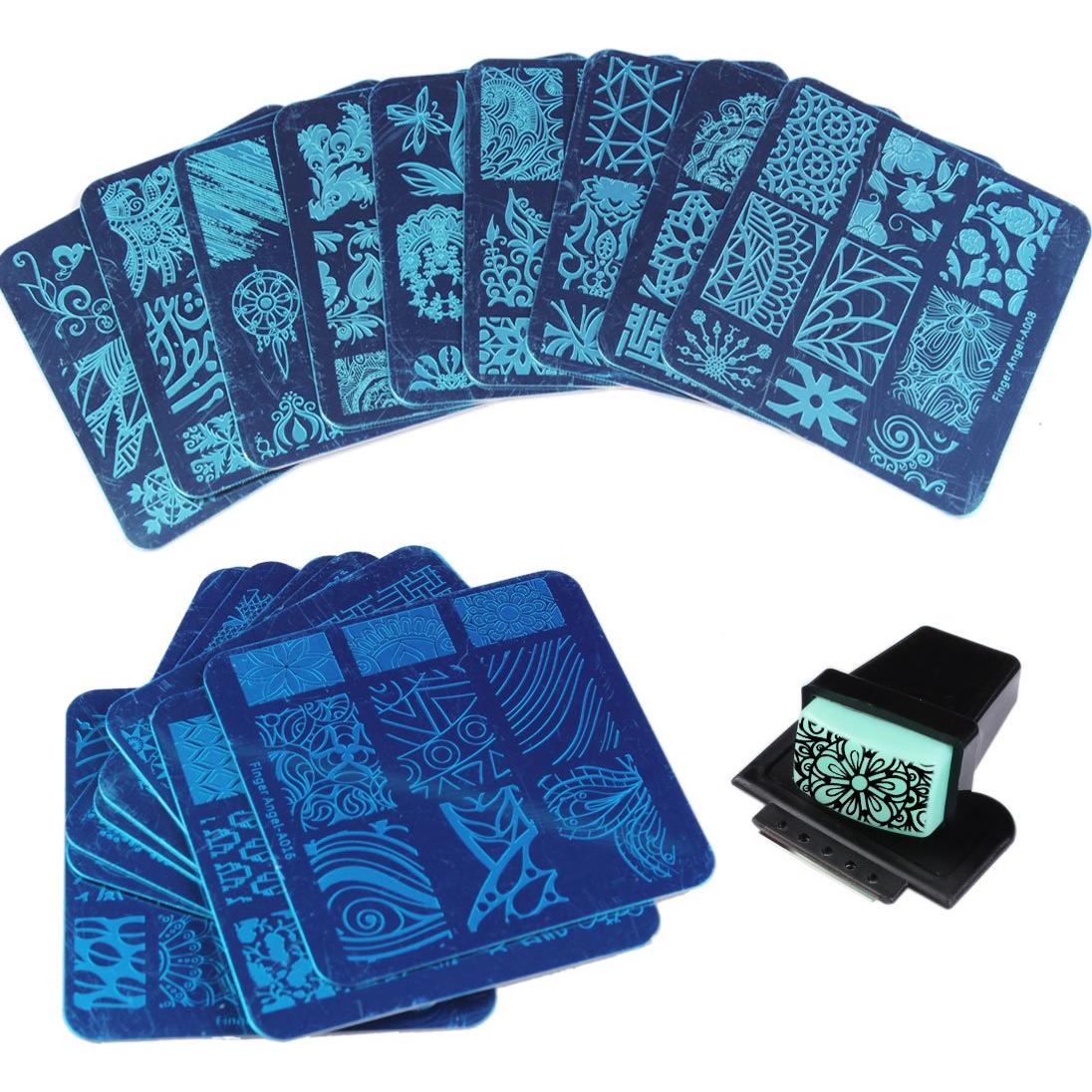 Kit de Estampado de Uñas 20 Placas + Estampador + Raspador