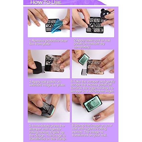 Kit de Estampado de Uñas 20 Placas + Estampador + Raspador