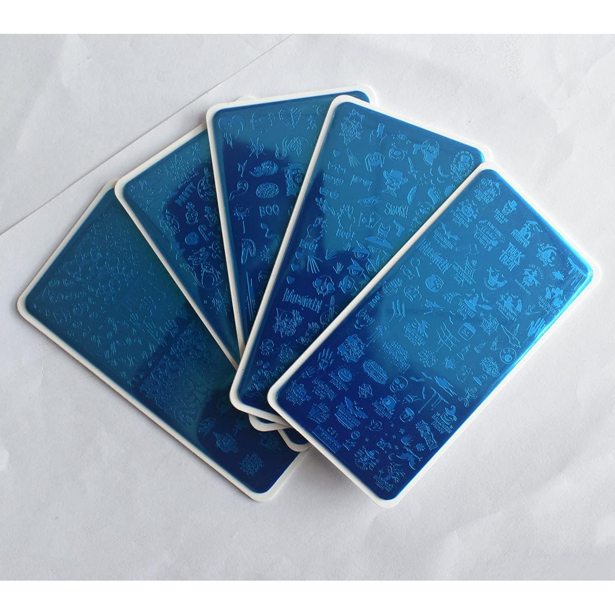 5 Placas de Estampado de Uñas Halloween Mezerdoo 12x6cm