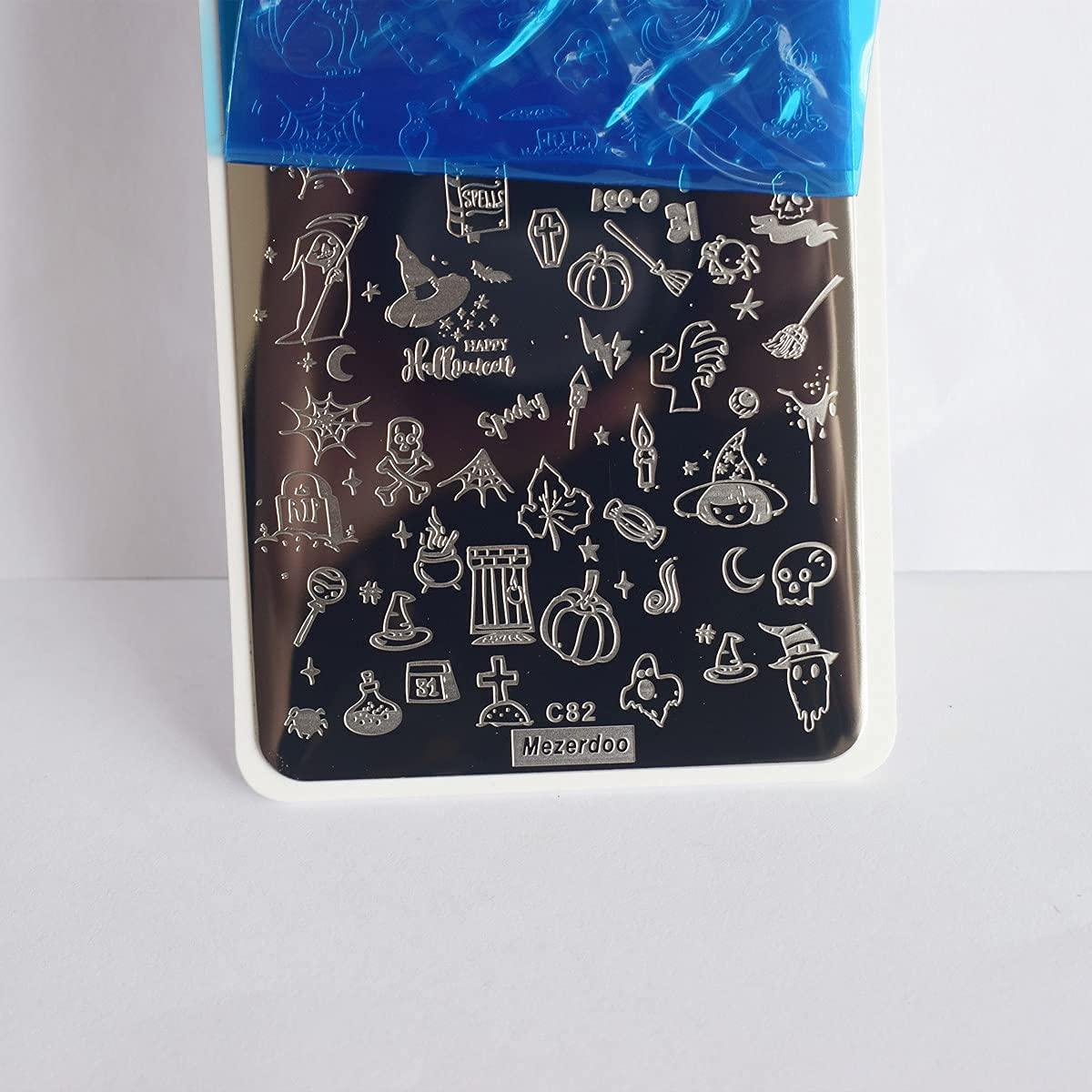 5 Placas de Estampado de Uñas Halloween Mezerdoo 12x6cm