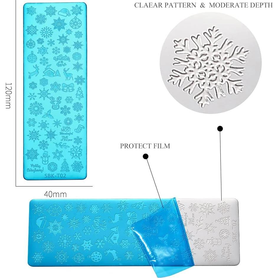 Kit de Placas de Estampado de Uñas WOKOTO 6 Piezas Acero Inoxidable