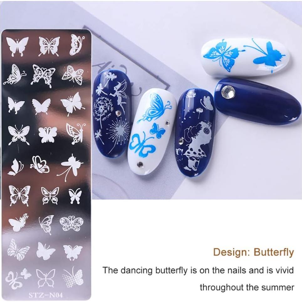 Kit de Placas de Estampado de Uñas WOKOTO 6 Piezas Acero Inoxidable