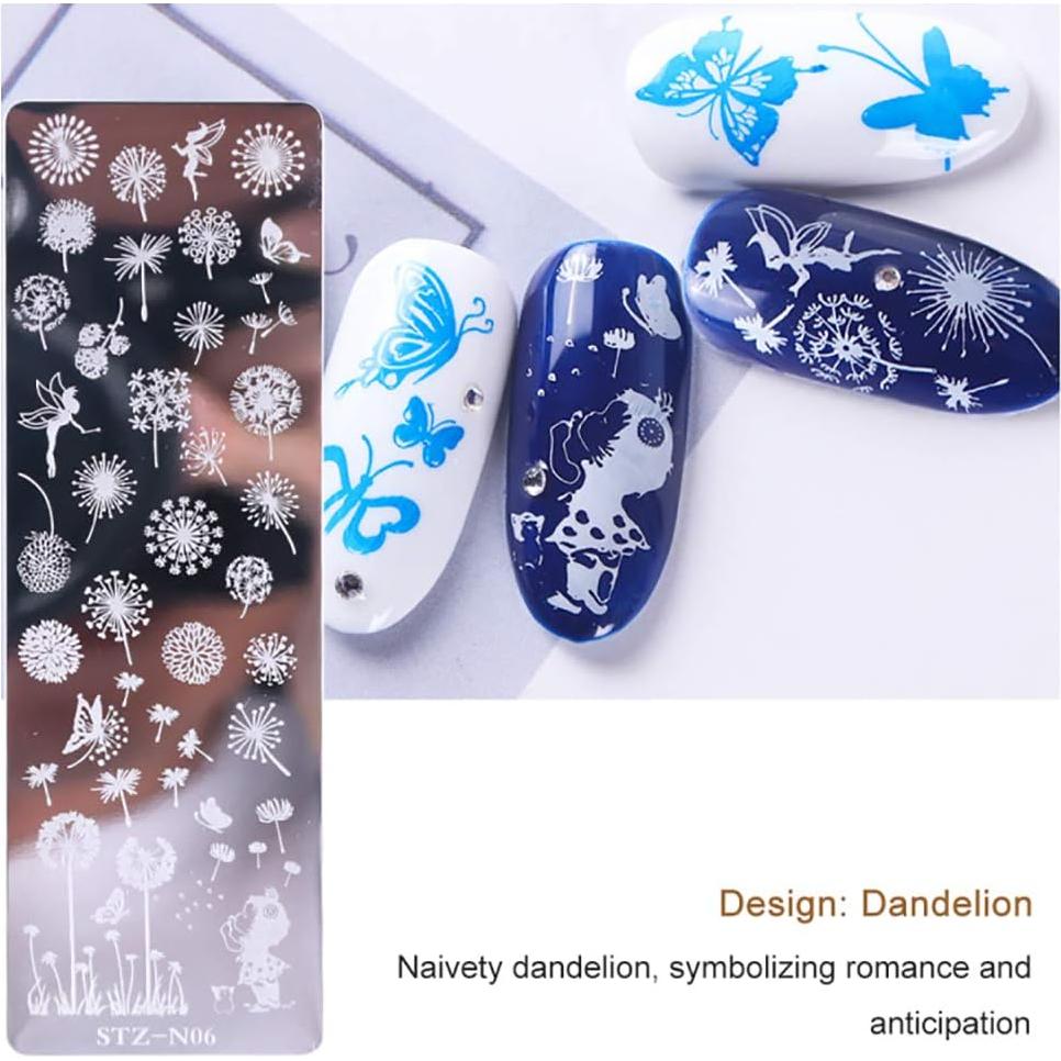 Kit de Placas de Estampado de Uñas WOKOTO 6 Piezas Acero Inoxidable