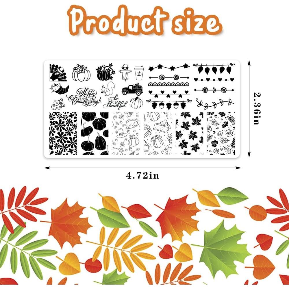 Juego de Plantillas de Estampado de Uñas Otoño ALIBBON 6 Pcs