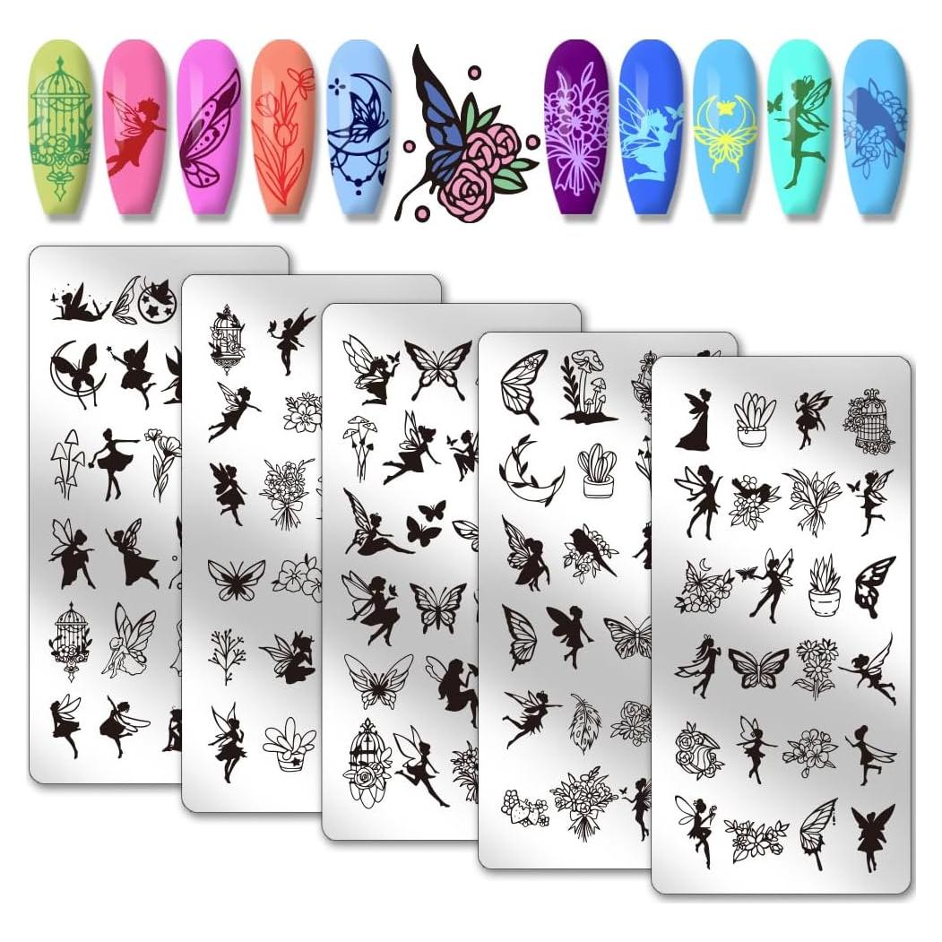 Plantillas de Arte de Uñas PH PandaHall 5 Piezas 120 Patrones