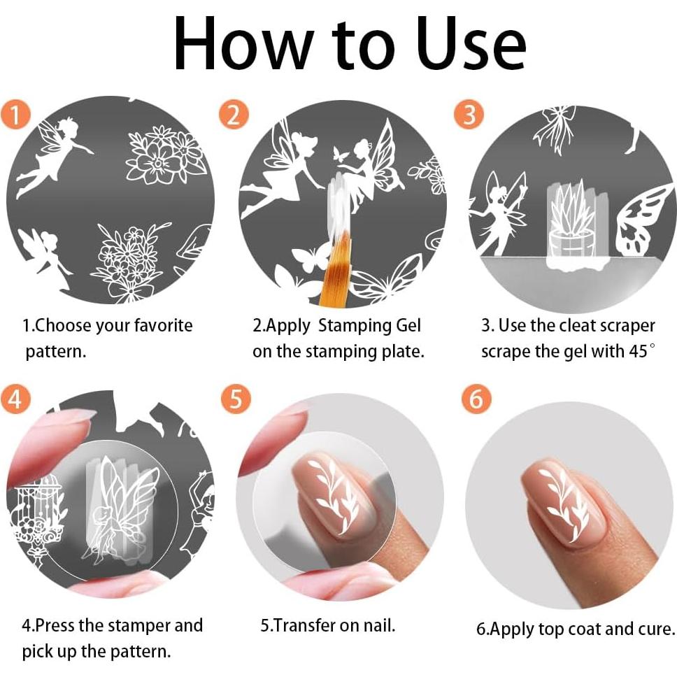 Plantillas de Arte de Uñas PH PandaHall 5 Piezas 120 Patrones