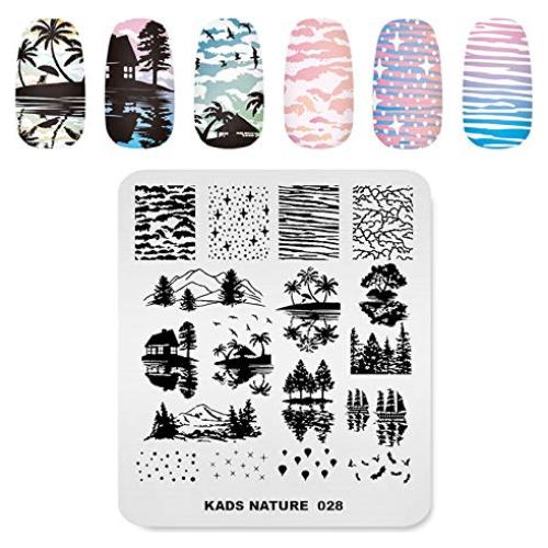 Placa de Estampado de Uñas Rolabling Tema Naturaleza 9x8 cm