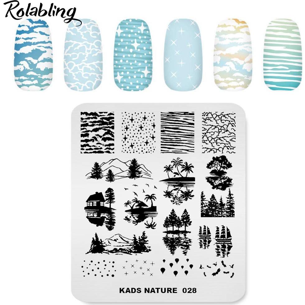 Placa de Estampado de Uñas Rolabling Tema Naturaleza 9x8 cm