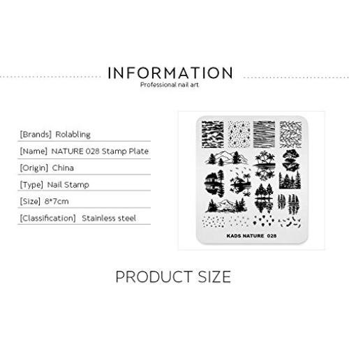 Placa de Estampado de Uñas Rolabling Tema Naturaleza 9x8 cm