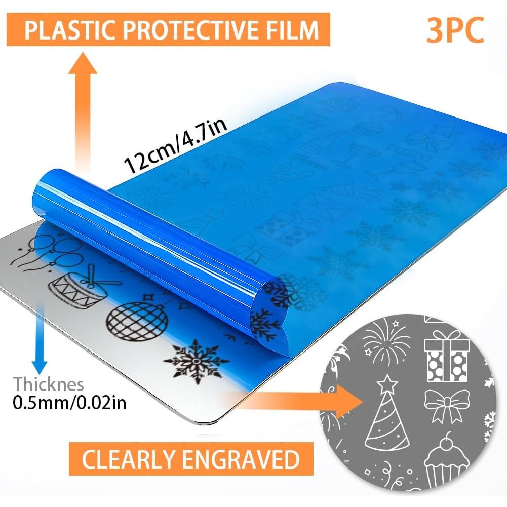 Plantillas de Estampado de Uñas PH PandaHall 3pcs Navidad