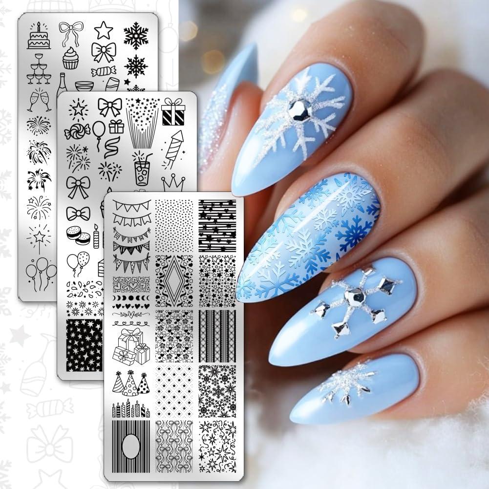 Plantillas de Estampado de Uñas PH PandaHall 3pcs Navidad