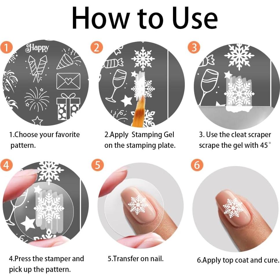 Plantillas de Estampado de Uñas PH PandaHall 3pcs Navidad