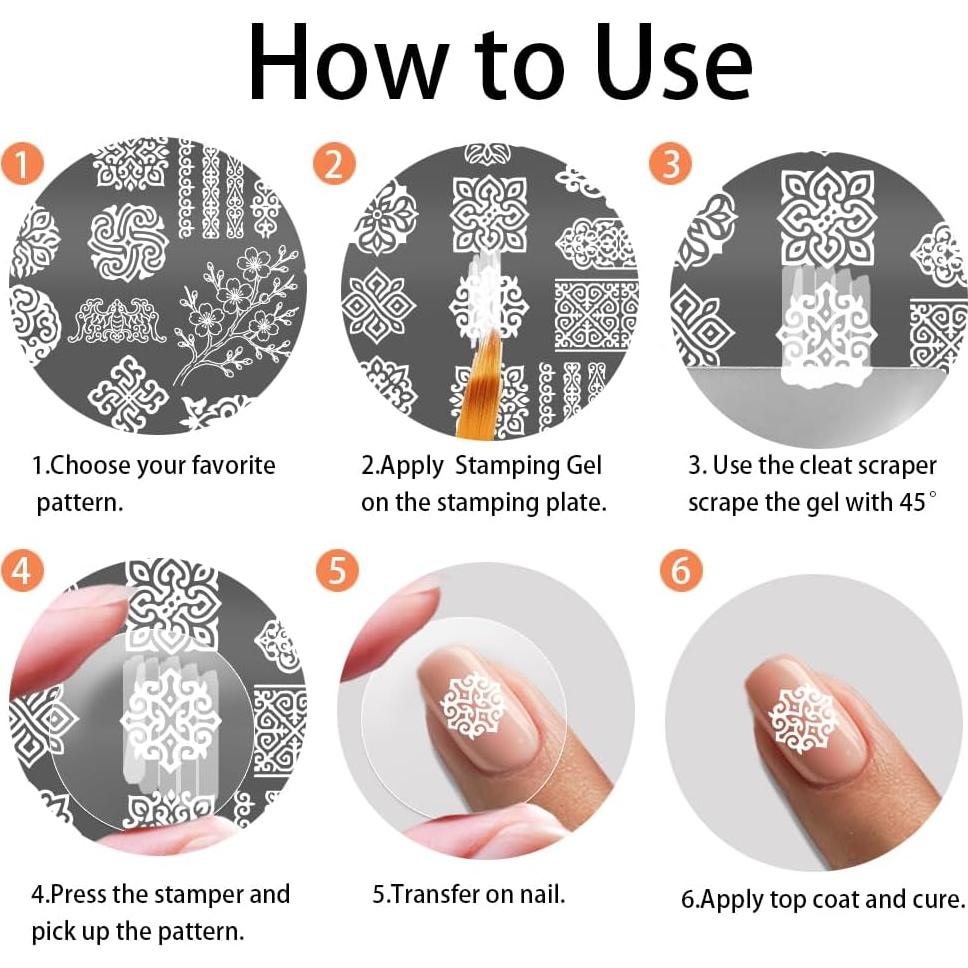 Placas de Estampado de Uñas PH PandaHall 3 Piezas 12x6 cm