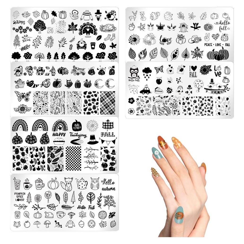 Kit de Placas de Estampado de Uñas Otoño On-Airstore 6 Piezas