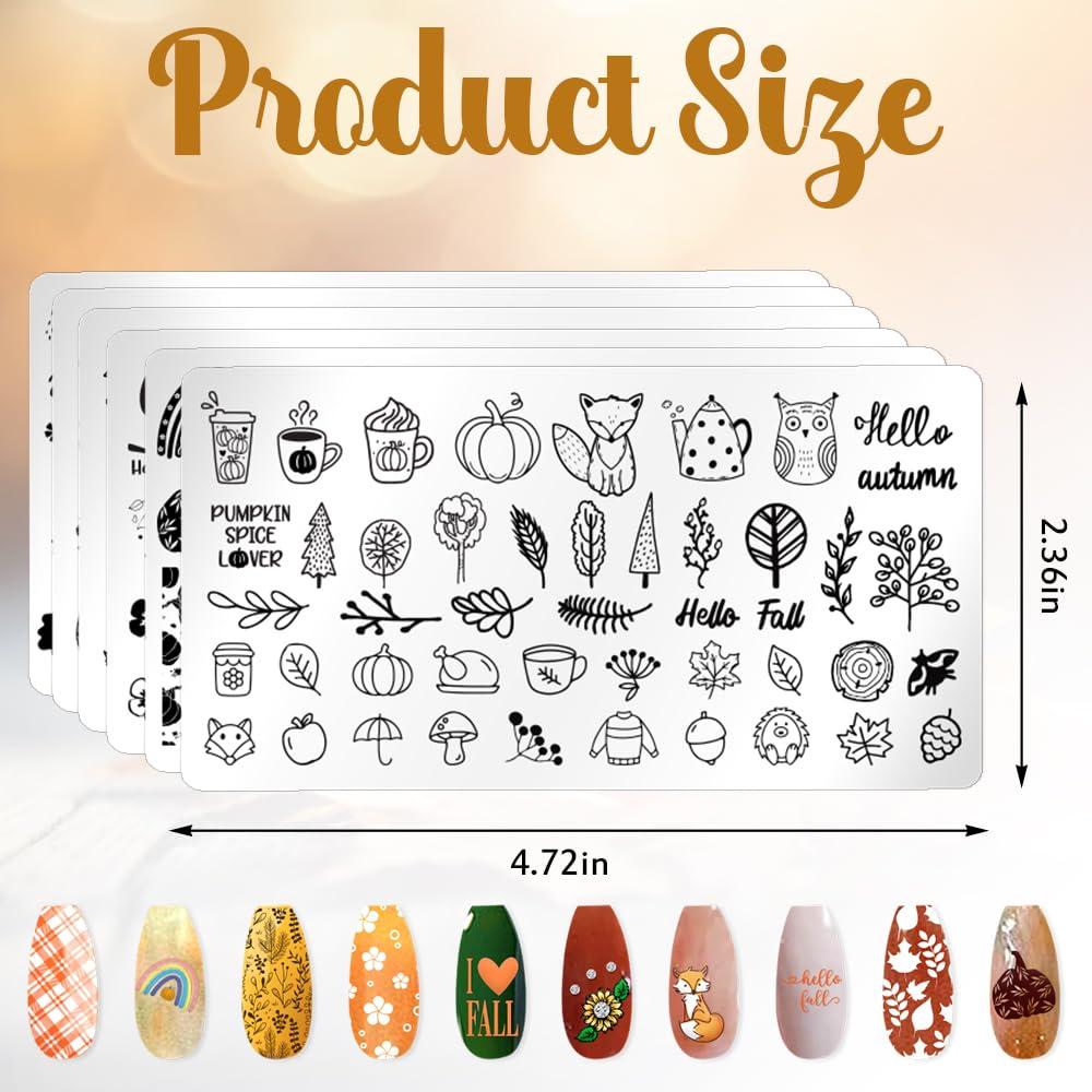 Kit de Placas de Estampado de Uñas Otoño On-Airstore 6 Piezas
