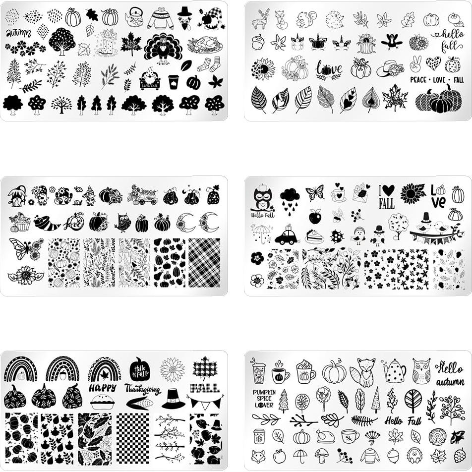 Kit de Placas de Estampado de Uñas Otoño On-Airstore 6 Piezas