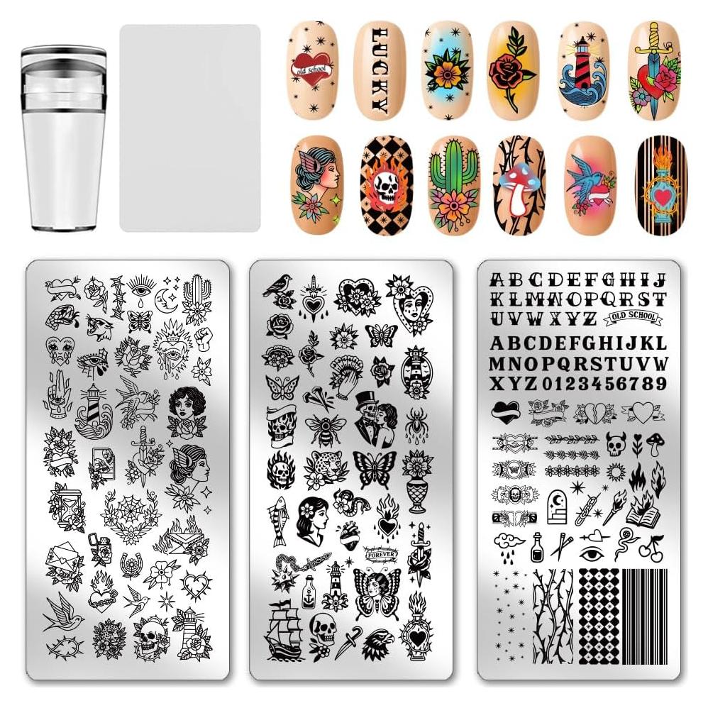 Plantillas de Estampado de Uñas PH PandaHall 3pcs Retro Floral