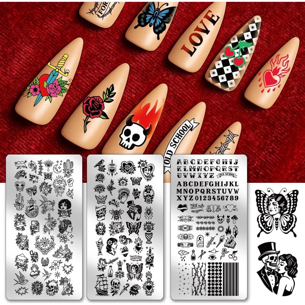 Plantillas de Estampado de Uñas PH PandaHall 3pcs Retro Floral