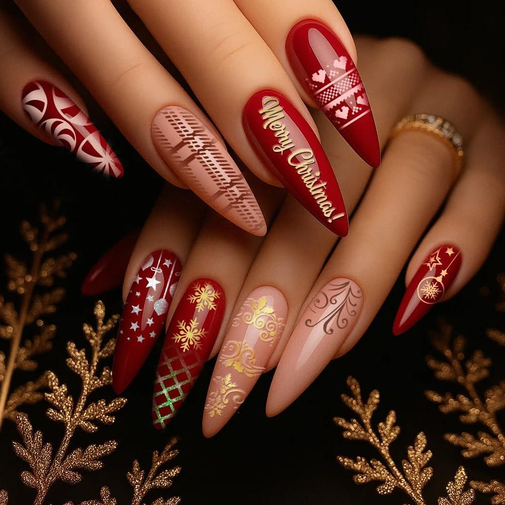 Set de Placas de Estampado de Uñas Navideñas UNICRAFTALE 3 Piezas