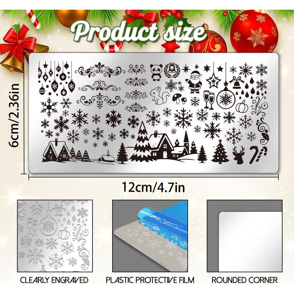 Set de Placas de Estampado de Uñas Navideñas UNICRAFTALE 3 Piezas