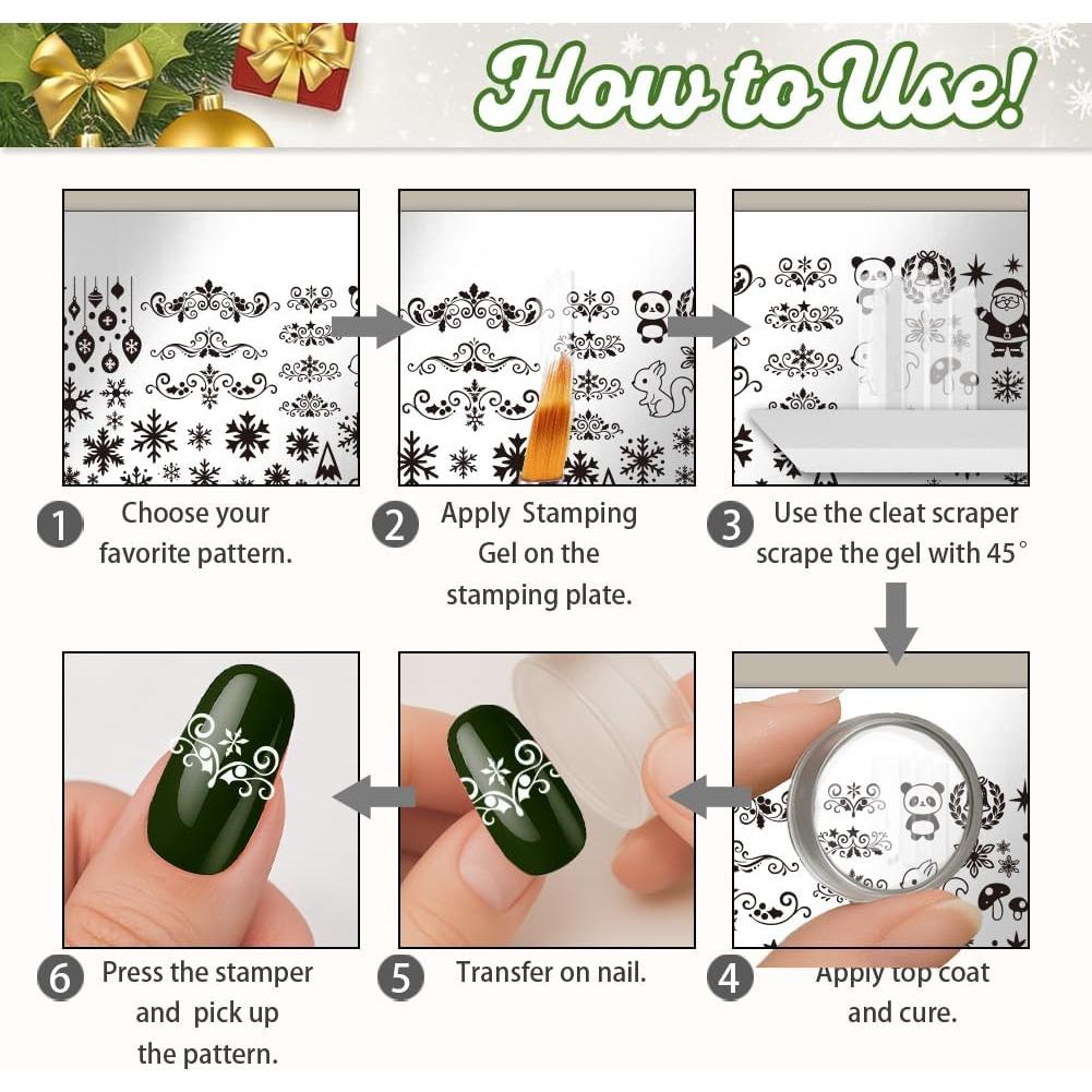 Set de Placas de Estampado de Uñas Navideñas UNICRAFTALE 3 Piezas