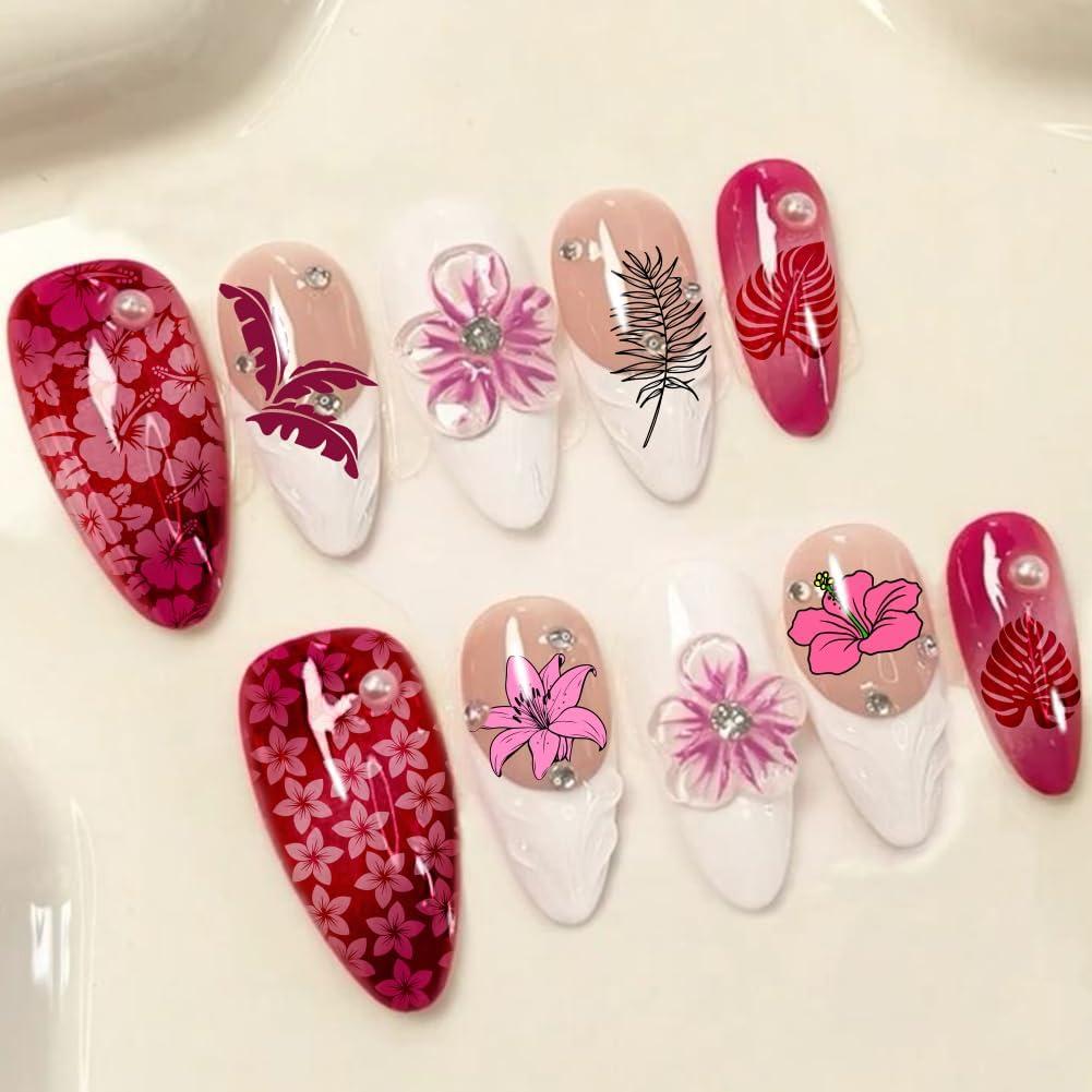 Placas de Estampado de Uñas PH PandaHall - 3 Piezas Flores y Hojas