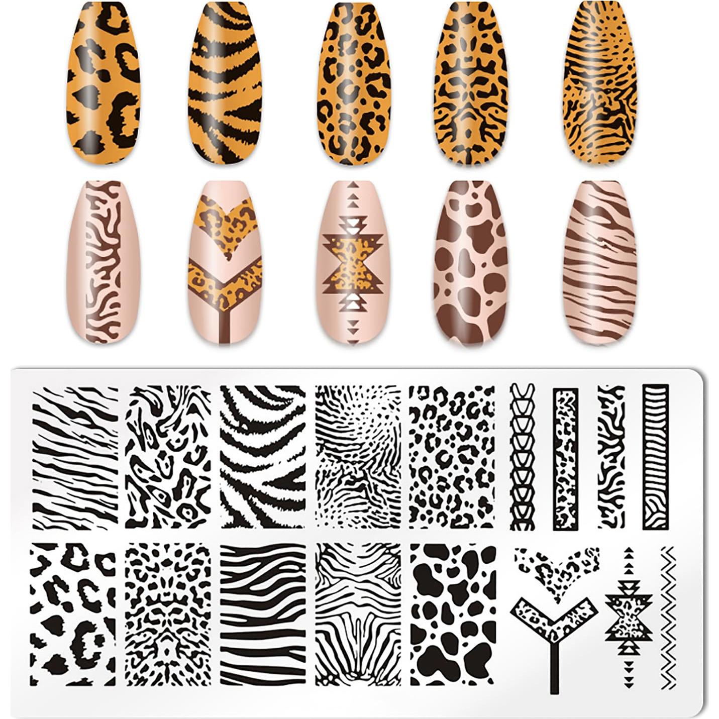 Kit de Estampado de Uñas 5pcs MOLILO - Leopardo y Serpiente