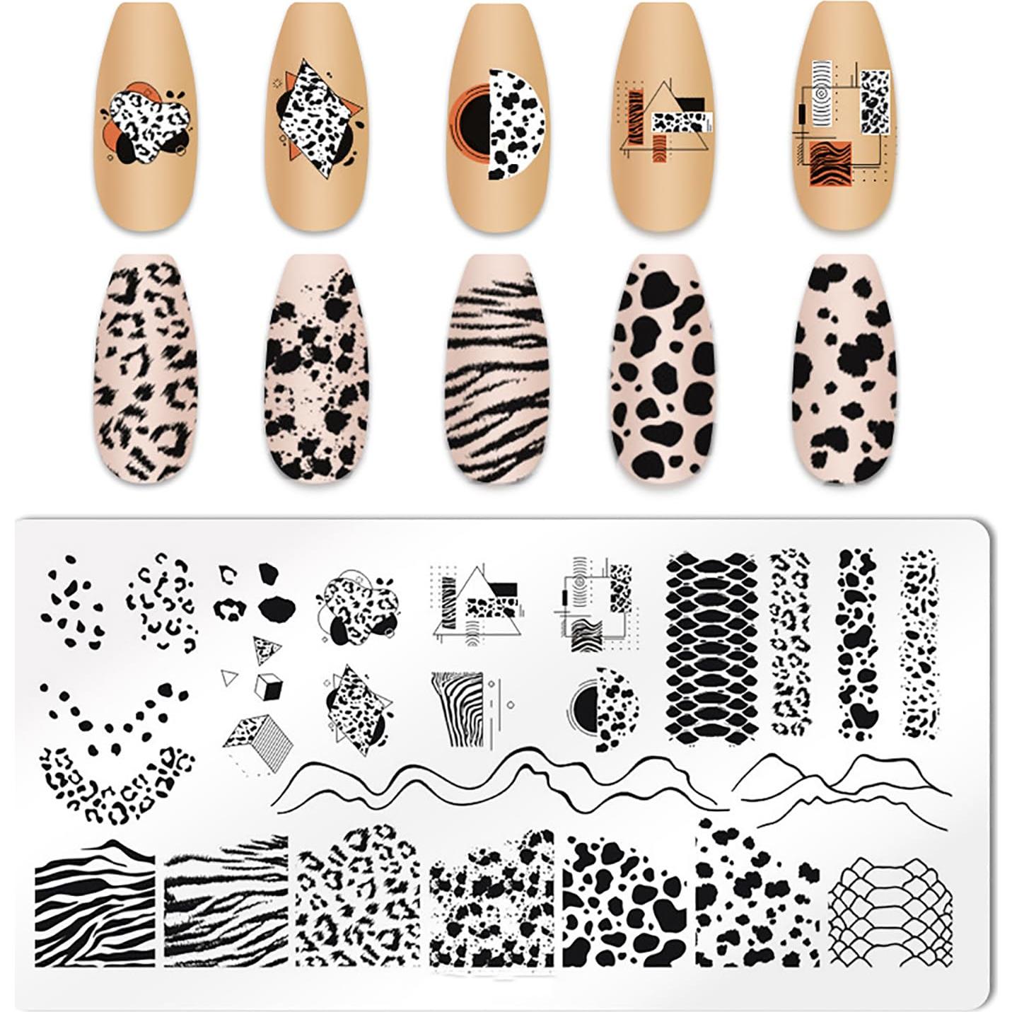 Kit de Estampado de Uñas 5pcs MOLILO - Leopardo y Serpiente