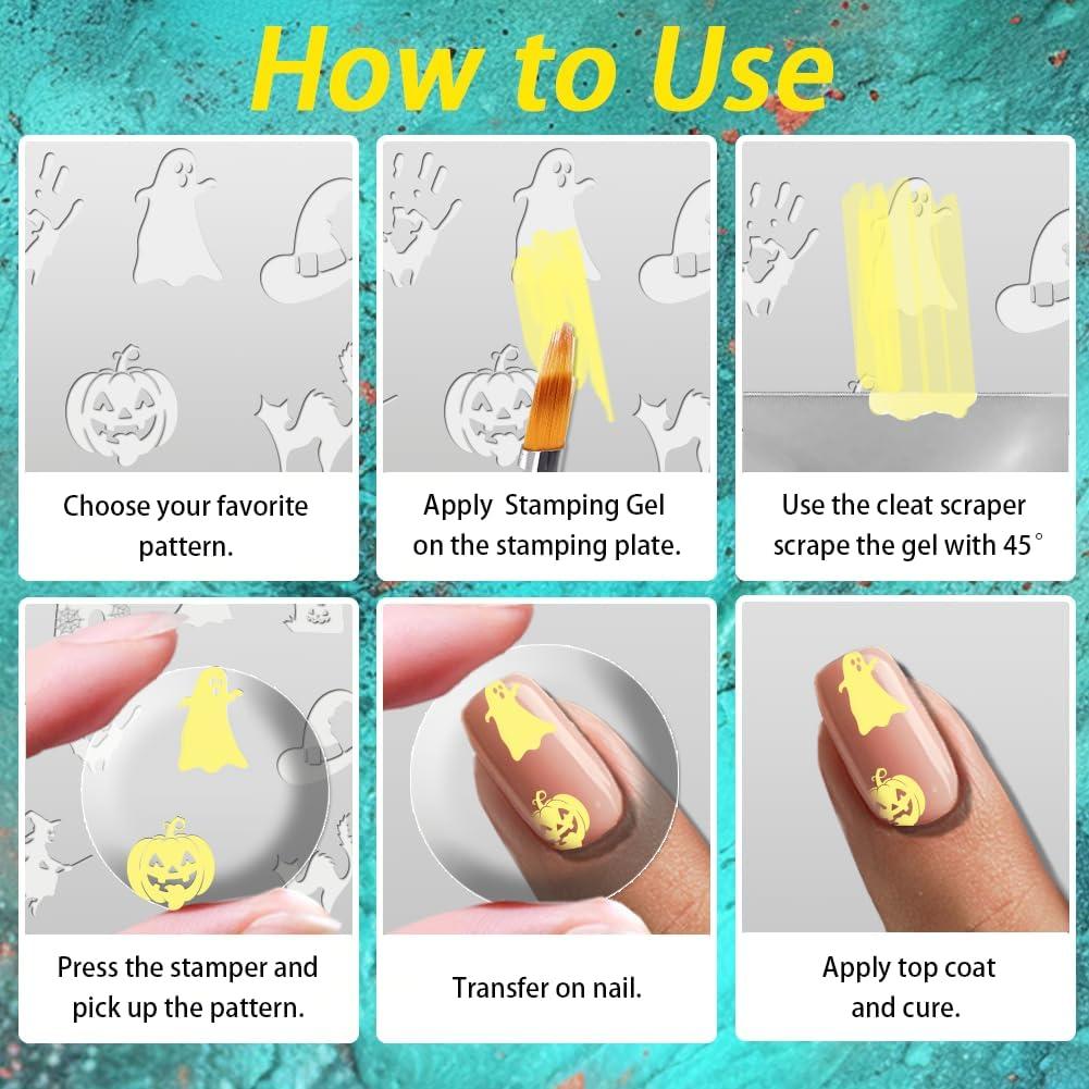 Kit de Estampado de Uñas Halloween Beinkmake 3 Piezas